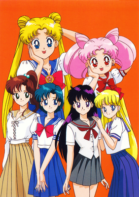 Usagi, Chibi-Usa, Makoto, Ami, Rei, Minako
Sailor Moon R Postcards
by Seika Note // Movic
